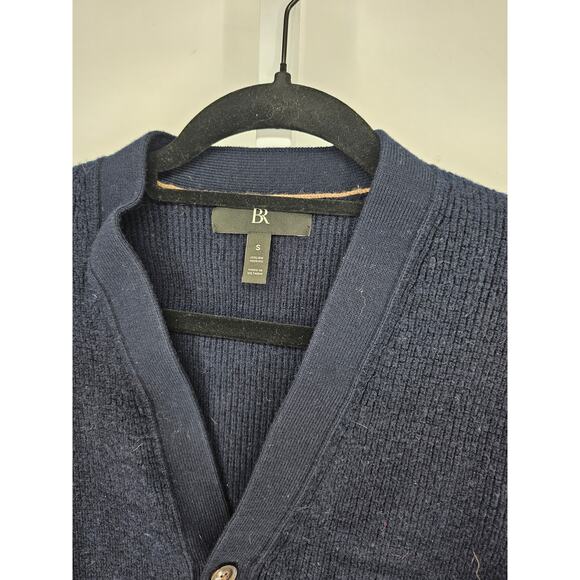 Banana Republic Mens Sz S Cardigan Sweater Navy Blue V Neck Grandpa Sweater - Picture 2 of 4